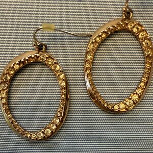 Chico's Gold Oval Crystal Earrings